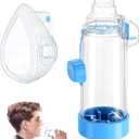 Handheld Inhaler Spacer for Infants, Children, and Adults - Anti-Static - Portable Design for Home, School, and Travel - Soft Silicone Mask - Nessi OTC Spacer - Easy to Clean (Blue Adult)