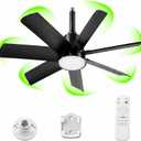 28 Inch Socket Fan Light with Remote Control, Screw in E26/E27 Ceiling Fan with LED Light, 3000-6000K Dimmable Color Temp, 6 Speeds, Timer, for Bedroom Kitchen Living Room Garage, Black, Medium