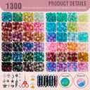1300 Pcs Glass Beads for Jewelry Making 8mm Beads in 48 Colors, 2 Box Set of Bulk Glass Beads for Bracelets, Crafts & DIY Gifts