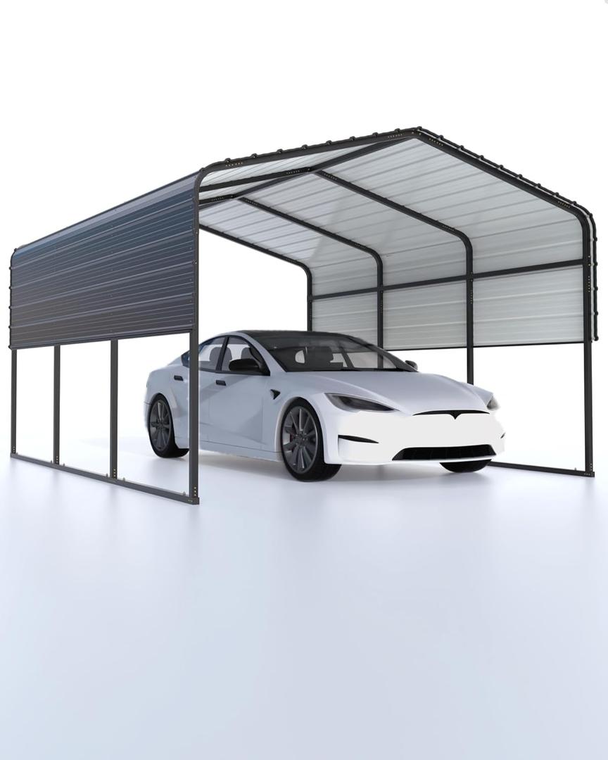 13' x 16' x 10' Metal Carport Heavy Duty, 27 Ga. Steel Roof and 18 Ga. Reinforced Frame, Permanent Shed for Agricultural Machinery, Carport for Cars, Boats, Trucks, and Tractors, N.W. 460 lbs