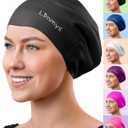Limmys Long Hair Swim Cap for Women & Men  Extra Space Stretch Latex-Free Silicone Swimming Cap for Thick, Curly & Long Hair  Comfortable No-Headache Fit, Non-Slip, Chlorine-Resistant, Easy On/Off (Medium, Black)