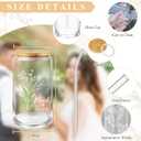 Layhit 3 Pcs Bridesmaid Gifts Bridesmaid Proposal Gifts 16 Oz Cute Can Shaped Drinking Glasses with Bamboo Lids and Glass Straw Iced Coffee Cup Mason Jar Cups for Engagement Wedding Bridal