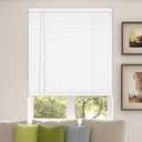 CALYX INTERIORS Room Darkening Vinyl Mini Blinds, Cordless, 1" Slat, 22.5" W x 36" H, White. Inside Mount in Windows 22.75 in. and Greater; Indoor Window Shades
