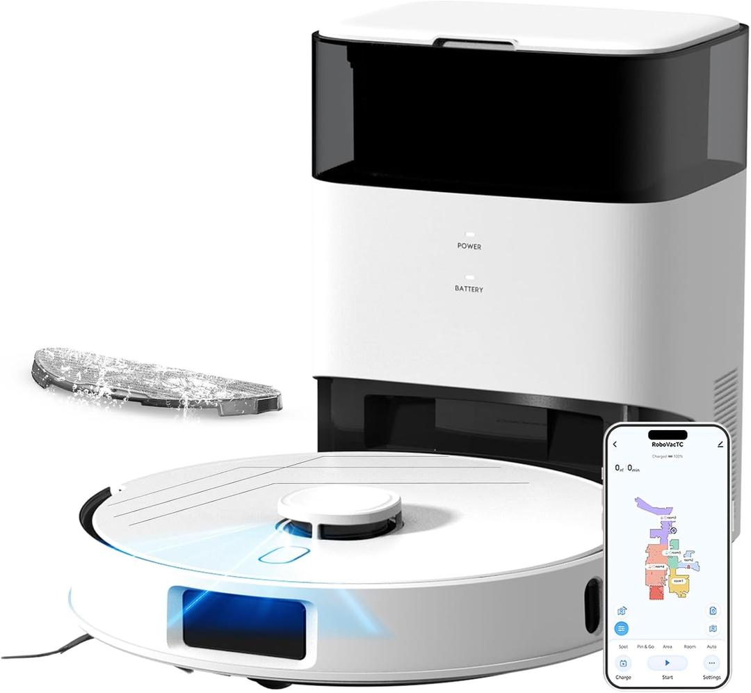 Robot Vacuum and Mop Self-Emptying with 12,000Pa No-Collision Obstacle Avoidance, Carpet Detection, Anti-Tangle Brushes, 240 Mins, 75-Day Capacity, No-Go Zones, Home Mapping, App/Alexa Control,T30+