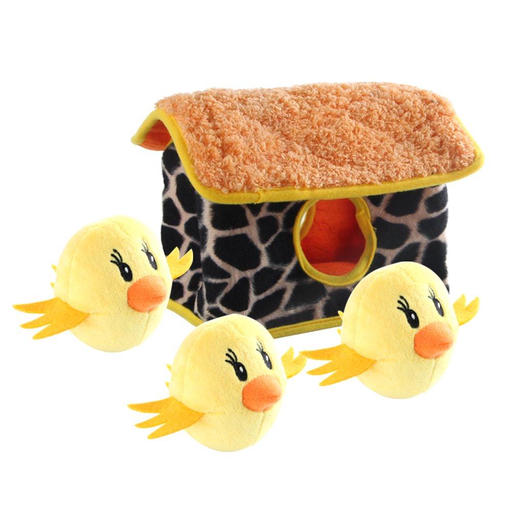 vocheer Squeaky Dog Toys, Durable Chicken Hide and Seek Puzzle Plush Interactive Dog Toys for Medium/Small Dogs, Pets