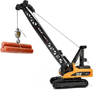 Construction Crane Toys for Boys,Crawler Cranes Truck Toy with Rotatable Fuselage Workbench and Liftable Robotic Arm,Cranes Truck with Simulated Lights,Crane Toys for Boys Age 4-7