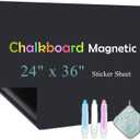 Chalk Board Contact Paper with Adhesive, 24" x 36" Magnetic Chalkboards for Wall, Wallpaper Sheets for Office for School and Kids, Includes Liquid Chalks Markers and Dishcloth and Magnet (Black)