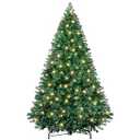 Sweetcrispy 4.5ft Christmas Tree with Lights, Green Pre-lit Artificial Christmas Tree with 347 Branch Tips, 120 Incandescent Lights & Foldable Base for Home, Office, Party