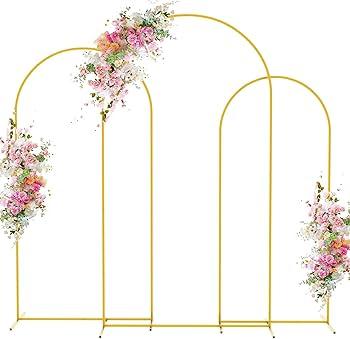 Asee'm Arch Backdrop Stand Set of 3 Gold Metal Arched Frame (7.2FT, 6FT, 6FT) for Wedding Parties Birthday Ceremony Graduation Anniversary Baby Shower Floral Background Decoration
