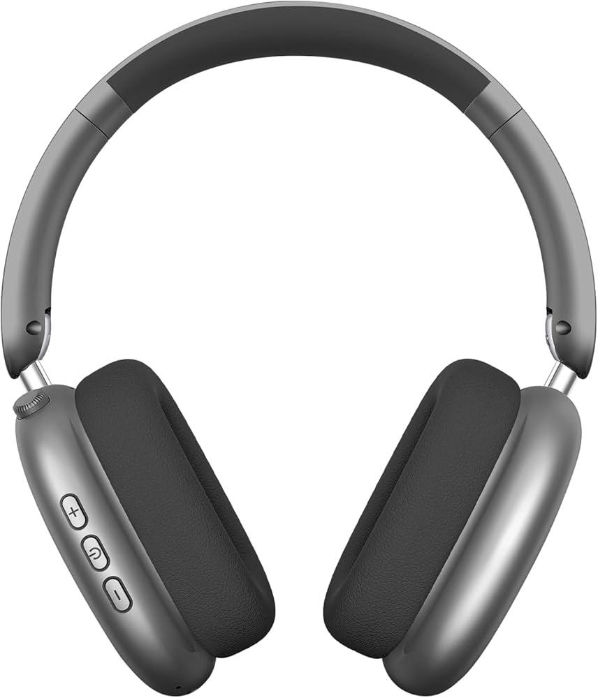 Wentronic Wireless Over Ear Headphones, Noise Canceling Bluetooth 5.3 Headphones with Microphones,Hi-Res Audio,48H Playtime,Foldable,Breathable Soft Earpads-Grey