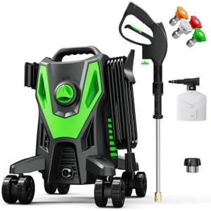 Electric Pressure Washer 4800 PSI 3.0 GPM High Power Washer with Anti-Tipping, 35FT Power Cord, Cleaning Machine with Foam Cannon for Cars Fences Driveways Patios Home Cleaning Green