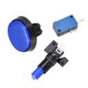 uxcell Game Push Button 60mm Round 12V LED Illuminated Push Button Switch with Micro Switch for Arcade Video Games Blue 2pcs
