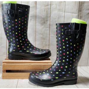 Classic Black Polka Dot Rain/Snow Boots Black 11