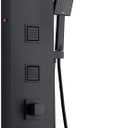 5-in-1 LED Shower Panel Tower System Stainless Steel Matte Black | Rainfall + waterfall heads | Body jets | Handheld shower | Tub spout | LED lights | Wall mount