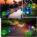 Glooglitter 6 Pcs Extra Large Solar Globes Lights Outdoor Cracked Glass Ball Solar Light Multi Color Pre Lit Crystal Waterproof Lawn Globes for Yard Landscape Garden Decor (4.72")