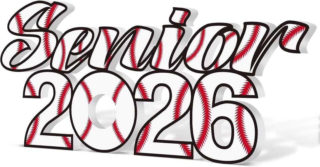 Yaomiao Baseball 2026 Senior Sign Graduation Props Grad Decorations Senior Graduation Table Centerpieces Class of 2026 Sign Sports Player Team Party for High School College (White Red)