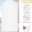 7.2FT Metal Arch Backdrop Stand and Cover Set, Gold Wedding Backdrop Arch Stand with Cover, Balloon Arch Stand with White Arch Cover for Birthday Party Baby Shower Graduation Ceremony Decorations
