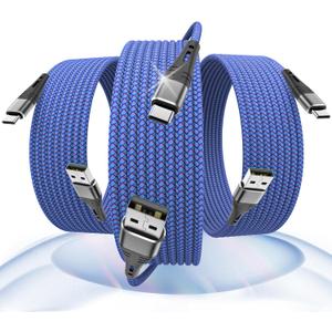 USB C to USB A Cable, Nylon Braided 3 Pack 3 ft Type C 3A Fast Charger Cord for iPhone 16/15 pro max, Samsung Galaxy S22 S21 S20 S10 S9 S10E, Note 20 10 9 8, Moto G7 G8, LG K51& More (Blue)