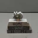 Cinnvoice 4 Pcs Farmhouse Wooden Tabletop Decor Green Eucalyptus Leaves Spring Rustic Tiered Tray Decor Home Sweet Home Table Centerpiece for Kitchen Decoration Gifts Fireplace Mantel Floating Shelf