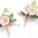 Ling's moment Boutonniere for Men, 2pcs Groom Groomsmen Guest Boutonniere, Artificial Flowers for Wedding/Prom/Homecoming, etc.Blush Cream