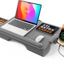 SAIJI Lap Desk with Cushion, Computer Laptop Stand, Lap Laptop Table, Built-in Drawer Storage, Phone Holder, Wrist Pad