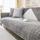 Couch Cover Sofa Covers Washable, Velvet Fuzzy Sofa Slipcovers for 3 Cushion Couch, Non-Slip Furniture Protector for Dog Pet, L Shaped Recliner Sectional Couch Cover Grey,36"X63"(Only 1 Pcs)