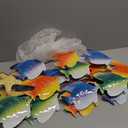 metal fish wall decor,59''X19.6'' school of 14 fish metal wall art Large Nautical Colorful Fish Wall Dcor Coastal Ocean 3D starfish decor DIY fish wallart Wall Sculpture Decoration,for Living Room