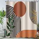 ChloropLastid Extra Long Shower Curtain 72 x 84 Inch Boho Shower Curtain for Bathroom Mid Century Modern Bohemian Abstract Geometric Fabric Waterproof Bathroom Curtains Shower Set (Orange)
