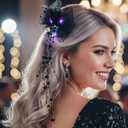 2 x Yokawe LED Light Up Hair Bow Clip,Black Tulle Flower Prom Wedding Costume Accessory with Pearls & Feathers for Women