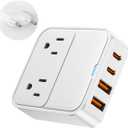European Travel Plug Adapter, 2500W AC Outlet Extender with 20W Type C Charger,Power Adapter for Italy Spain France Germany(20WPD)