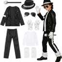 Boys Halloween Costume Set 8 Pcs 80s 90s Retro Dance Disco Cosplay | Retro dress up set with fun accessories for Halloween parties stage shows themed play ages 3 to 12 years