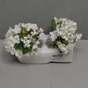 2 Pcs Hydrangea Artificial Flowers - Fake Flowers Real Touch Floral Arrangement with Faux Water in Glass Vase, Home, Bathroom and Office Table Centerpiece Decor（White）