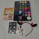 Face Painting Kit for Kids, 24 Colors Water Based Non-Toxic Face Paint with Stencils & Brushes, Professional Body Makeup Set with Guide Book, Washable Face & Body Paint for Halloween Birthday Parties