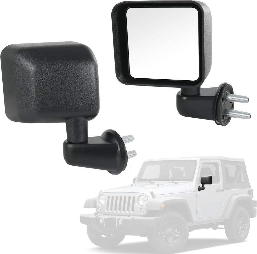 Door Mirror Left Driver Side and Right Passenger Side Replacement For Jeep Wrangler JK 2007-2017, Replace CH1320271 CH1321271