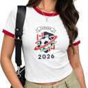 Soccer Cup 2026 Shirt Women Mexico Baby tee Brazil Crop Jersey Funny Soccer Graphic Short Sleeve Tops (XL)