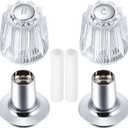 Enhon Tub and Shower Trim Kit Compatible with Price Pfister Contessa and Windsor Faucets, 2 Piece Hot and Cold Shower Knob Replacement Remodel/Rebuild Trim Kit, Clear Acrylic