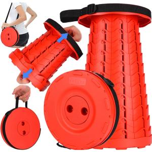 Fishboy Upgraded Collapsible Stool, 400lbs Max Weight, Lightweight But Sturdy, Portable Retractable Folding Telescoping Foldable Camping Stool for Adults Outdoor Fishing Hiking BBQ