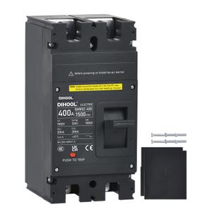 DIHOOL 400 Amp DC Circuit Breaker,2P 1500V 20kA,Heavy Duty Battery Disconnect Switch with Thermal Magnetic Trip for Solar System