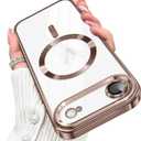 Designed for iPhone Air Case Magnetic, Compatible with Magsafe, Camera Control Button, Camera Lens Protector, Clear Soft TPU Plated Phone Case for iPhone Air, Brown