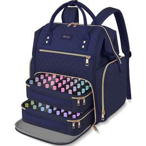 Large Nail Polish Organizer Bag Backpack Holds 70+ Bottles(15ml/0.5 fl.oz) UV Nail Lamp,Nail Organizers and Storage with 2 Removable Pouches Fits Nail Tool,Gift for ManicuristBlue