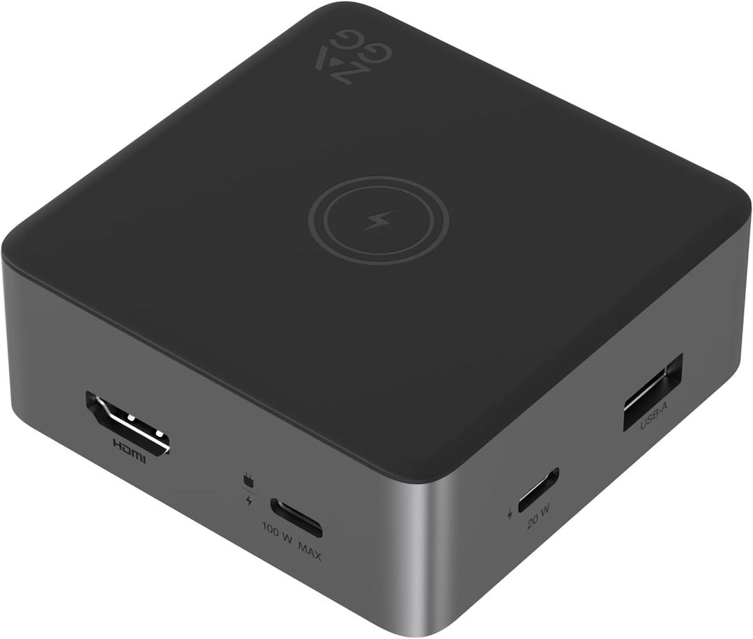 ZAGG 4-Port Hub with Wireless Charging - USB-C PD 100W, HDMI 4K, USB 10Gbps, High-Speed Charging & 4K Display, for Travel, Compatible w/Windows, macOS, iPadOS, ChromeOS, Android