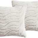 18x18 Inch Plush Faux Wool Pillow Covers Set of 2 Soft Solid Decorative Throw Pillow Cases for Sofa, Bed, Living Room & Home Decor (White)