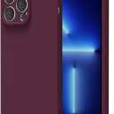 for iPhone 13 Pro Max Case Silicone, Rectangle Edge Cute Y2k Phone Case for Women Girl, Thin Protective Aesthetic Girly Design Soft Rubber with Camera Cover, Burgundy