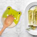 Frog Shaped Spoon Rest Ceramic Spoon Holder for Stove and Countertop Decorative Utensil Rest Fun Cooking Accessory and Housewarming Gift for Kitchen Frog Lovers
