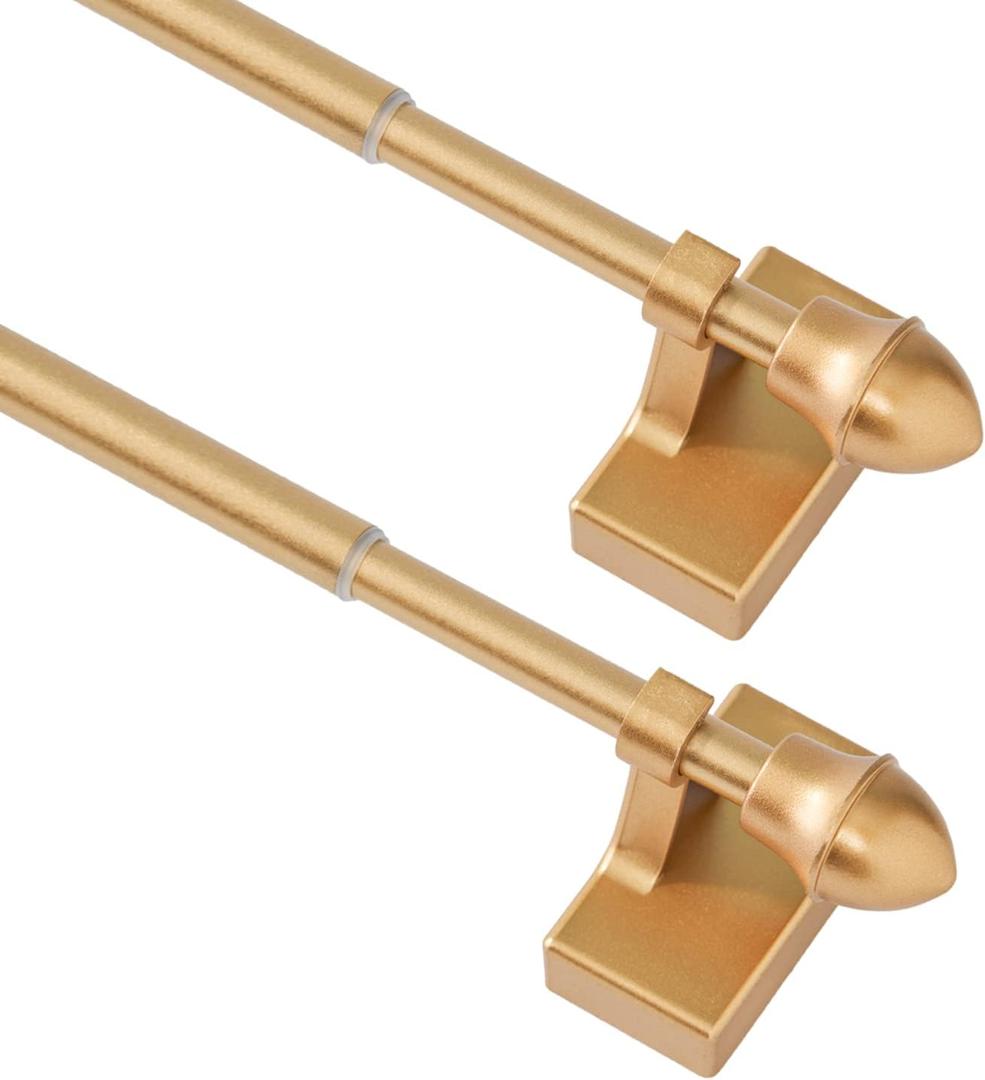 Magnetic Curtain Rods for Metal DoorsNo Tools Required,Multi-Use Adjustable Appliance for Windows Iron Steel Places09-16 Inch2 Pack,Gold