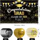 Black and Gold Class of 2026 Graduation Banner, Large Congratulations Graduation Banner Backdrop, Congrats Grad Party Decoration for High School, College, Class of 2026 Celebration Classroom Supplies
