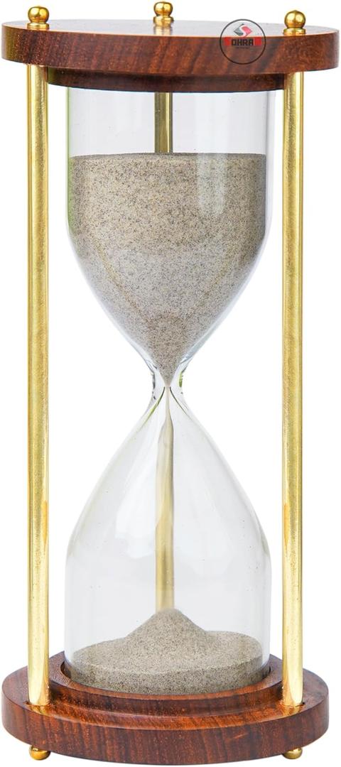 30 Minute Wooden Sand Timer| Natural Sand Color | 7.5x7.5x17cm | Sand Timer, Tea Making Home & Kitchen Office Table | Sand Timer for Kids | Hourglass for Gifts (Pack of 1).