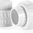 2" PVC Union Coupling Pipe Fitting,2" PVC Slip Union Schedule 40, PVC Adapter(Socket x Socket), built-in EPDM O-Ring, White （2 Pack）