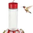 Nature's Way Hanging Glass Hummingbird Feeder for Outdoor Dcor, 28 Ounce Capacity Nectar Feeder, Ant Moat, 7 Easy to Clean Flexible Ports, Red