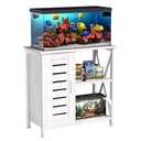 Herture 20-29 Gallon Fish Tank Stand, Aquarium Stand with Cabinet Accessories Storage, Heavy Duty Metal Frame, 31.49" L*15.74" W Tabletop, 330LBS Capacity,White PG07YGW